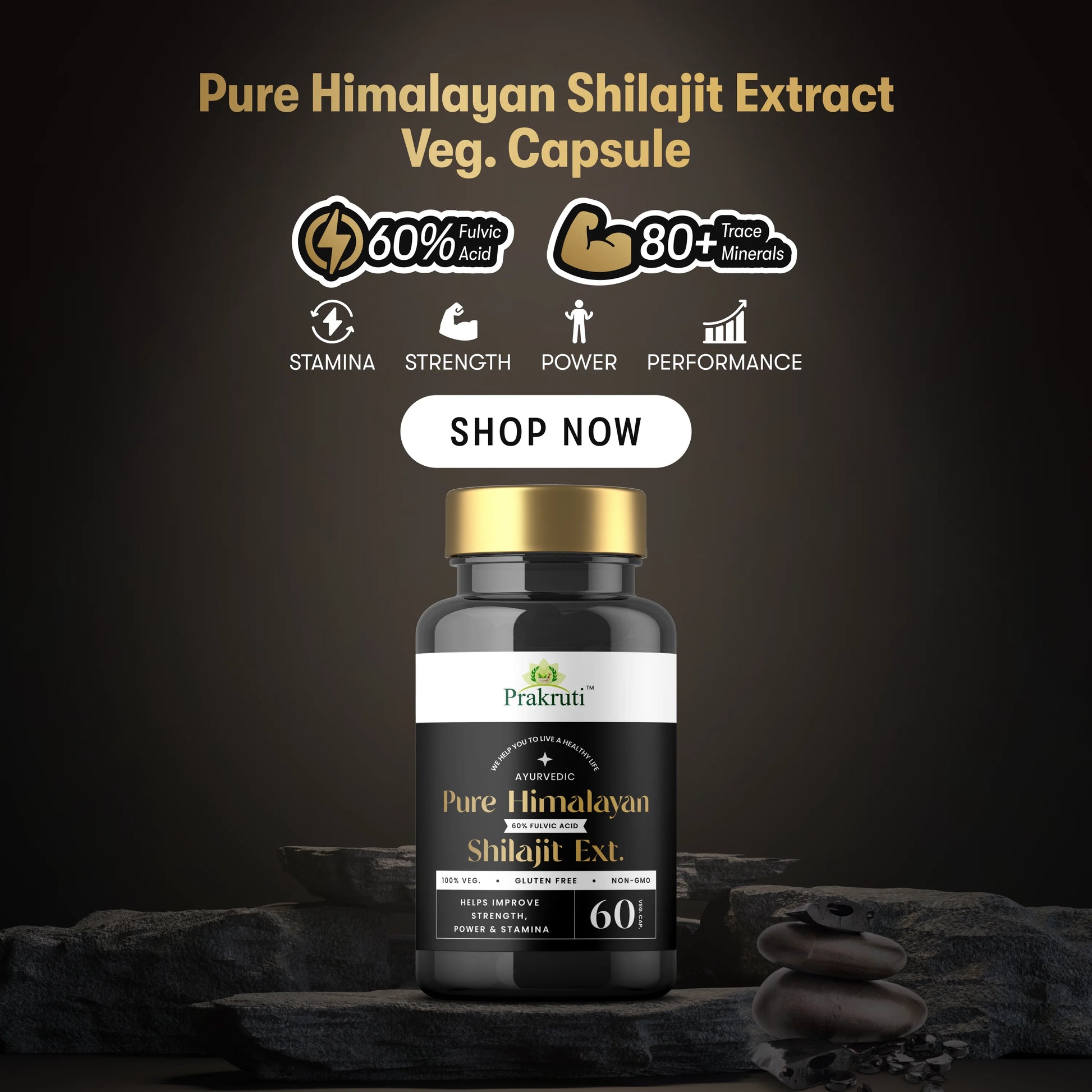 Shilajit resin capsules for energy