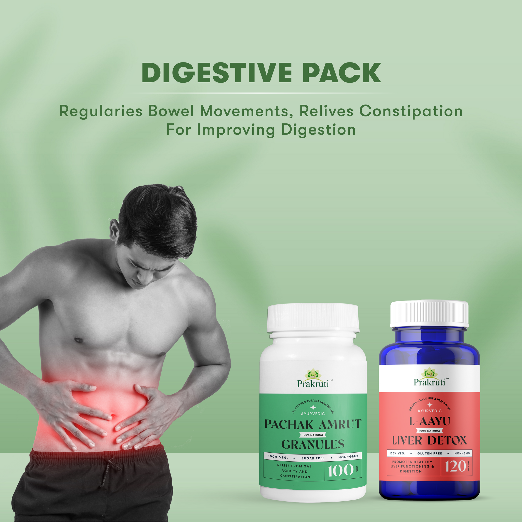 Ayurvedic Digestive Pack for Digestion, Gas, Bloating, Constipation Relief and Liver Health