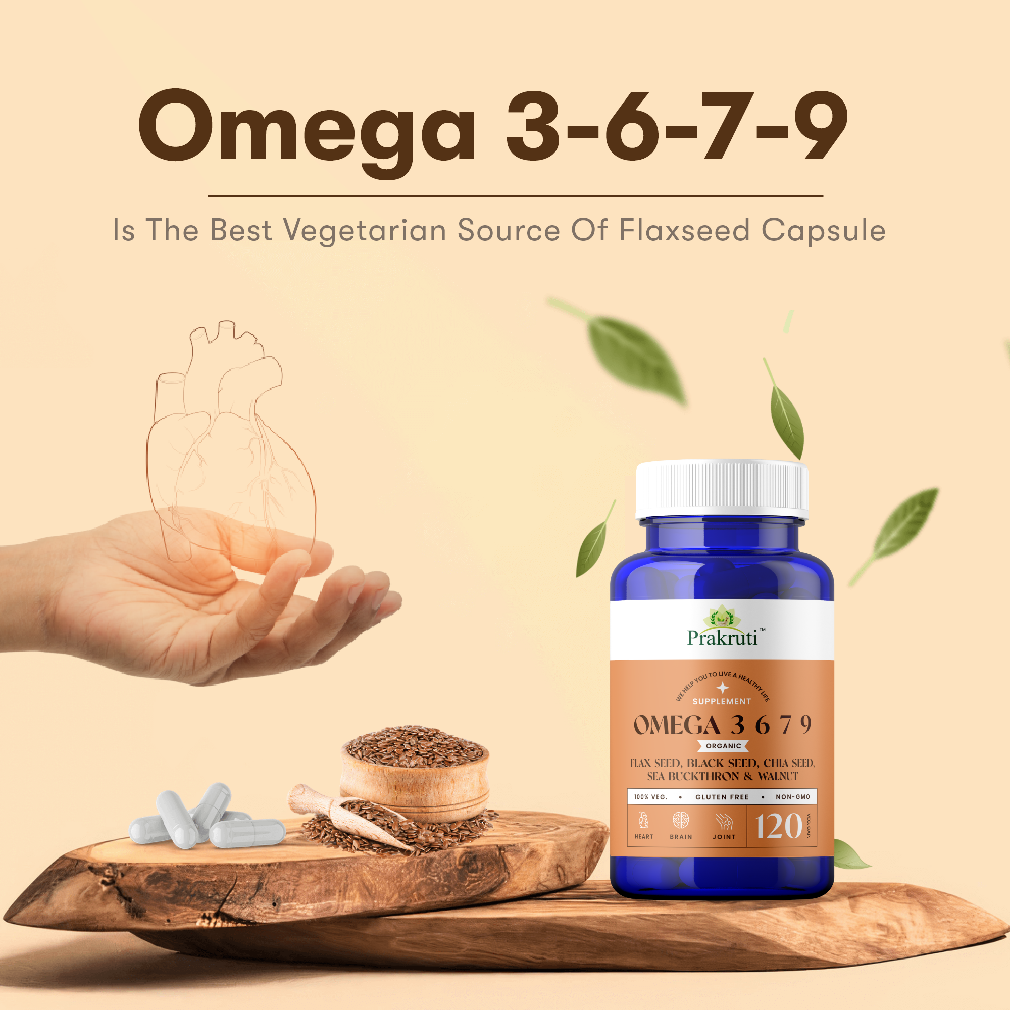 Omega 3 6 7 9 Vegetarian Capsule | for Muscle , Bone , Heart & Skin