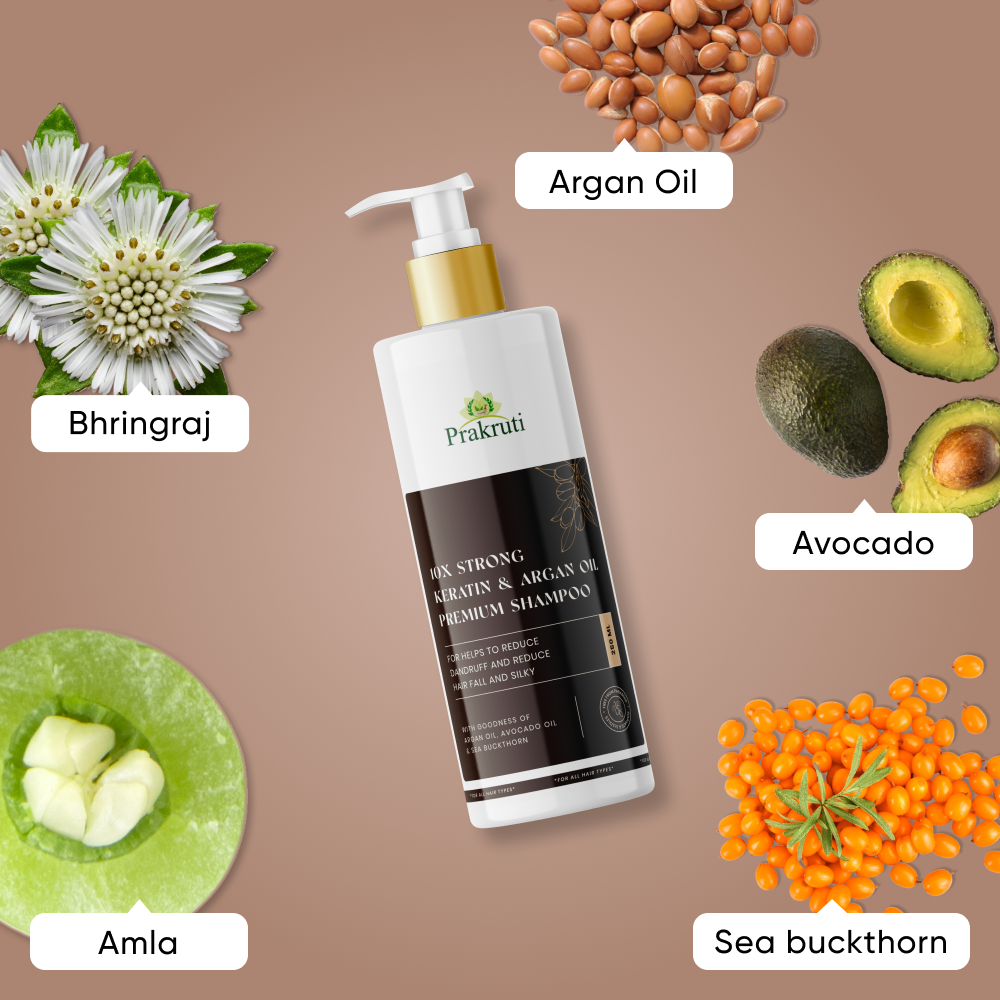 Keratin & Argan Oil  Premium Shampoo | Herbal Shampoo for Hair fall & Dandruff, Strengthens Hair, Softness Hair (250ml)